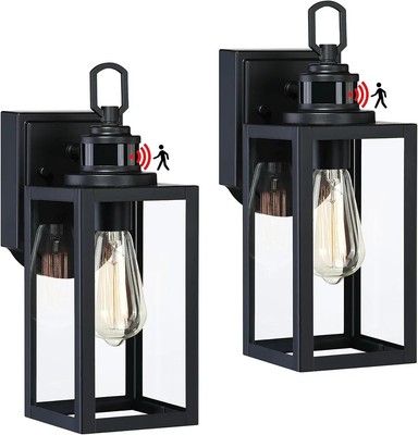 GRUENLICH Dusk to Dawn Outdoor Wall Lantern, PIR Motion Sensor Wall Sconce, E26