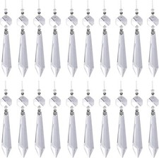 20 Pcs Clear Crystal Chandelier Icicle Prisms Replacement Parts for Lamp Decore