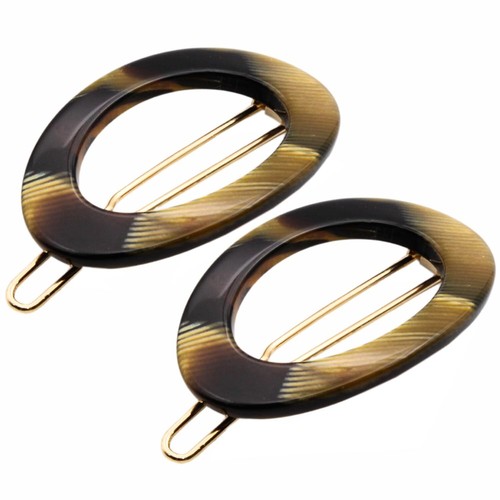 French Amie Oval Hoop Mini 1 1/4” Cellulose Handmade Hair Barrette Clips(2 Pcs)
