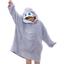 Kids Girls Boys Oversized Hoodie Owl Blanket Super Soft Warm Fleece Snuggle 3-13