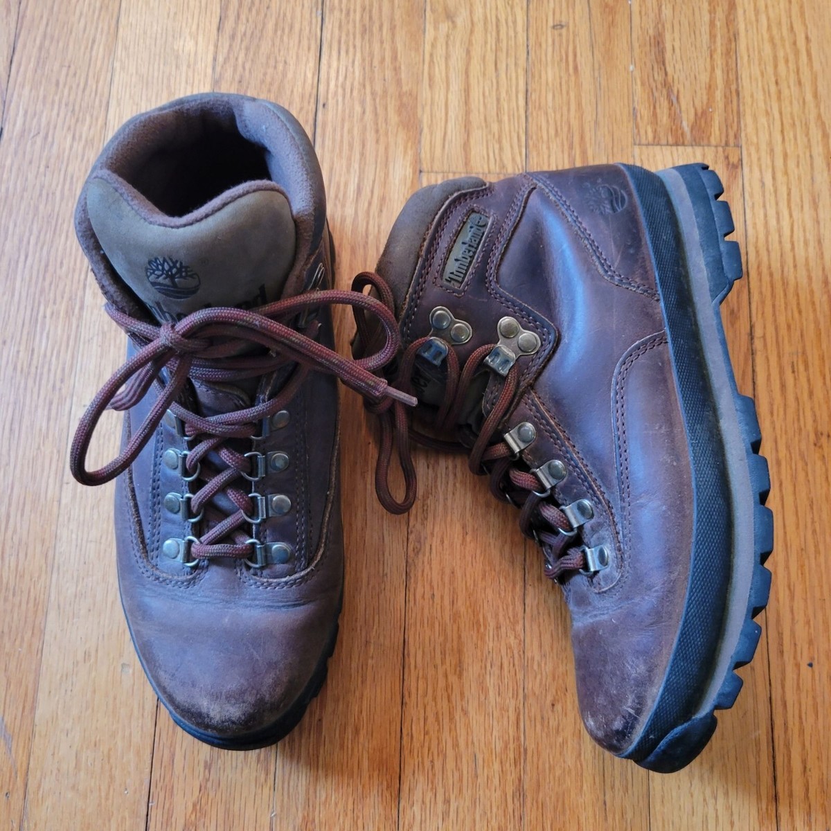 Timberland 9 Brown Leather EURO Hiker Hiking Work Boots Waterproof