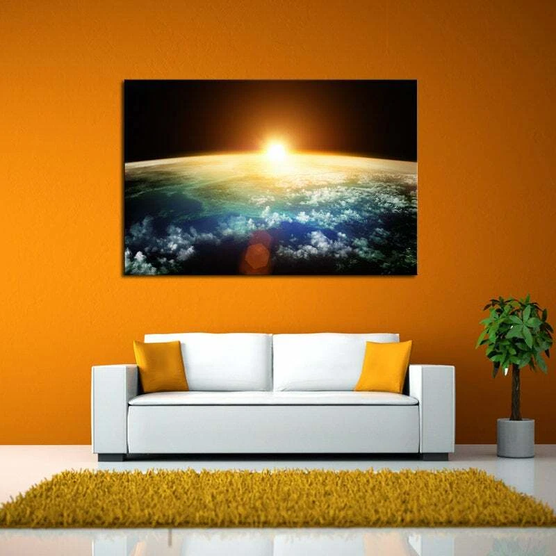 Multi Panel Print Outer Space Sunrise Canvas 5 Piece Wall Art Satellite Earth - Image 4 of 4