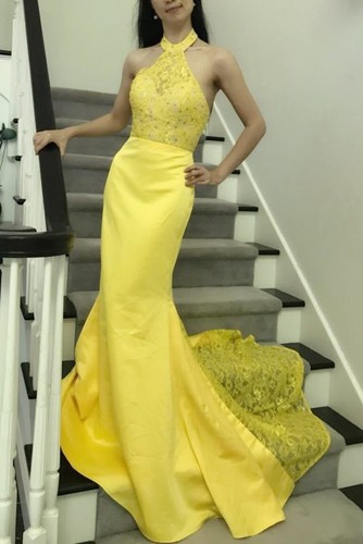 Brand New Sexy Yellow Long Prom Dress 