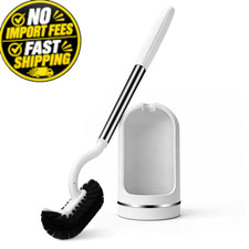 Toilet Brush and Holder Set, Curved with Compact, White