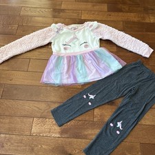 Cute Nannette Brand Unicorn Tunic  Leggings Set Girls 6x Mermaid Color Tulle