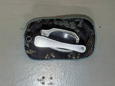 Vintage Sliver Folding Lorgnette Reading Glasses Embroidered Satin Case