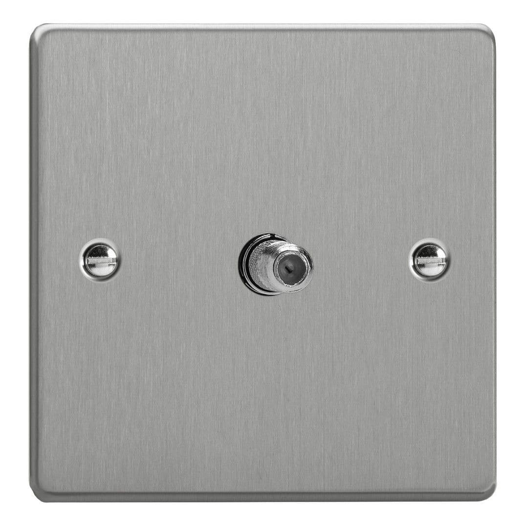 Varilight XDE8S.BS Essential Brushed Steel 1 Gang TV Socket, F-Type Satellite