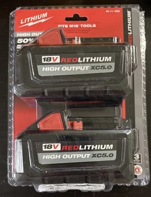 2x For Milwaukee M18 B5 Lithium XC 5.0 AH Extended Capacity Battery 48-11-1860