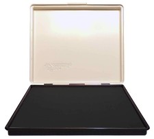 Extra Large 8'' x 12'' Industrial Rubber Stamp Ink Pad in Metal Case, Black S...