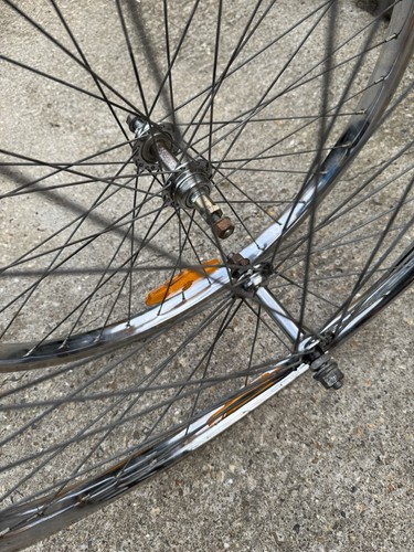 26” Chrome Steel Retro Bike Vintage Bicycle Front & Rear Wheelset 36 Spoke - Picture 22 of 23