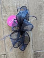 Aurora Navy Blue Abaca Fascinator with Comb | Wedding Ascot Races Occasion