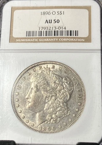 1896 O Morgan Silver Dollar, NGC AU50.