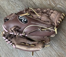 Rawlings Fastpitch Softball Glove Mitt 11 inch RHT Leather Palm Brown/Pink FP11T