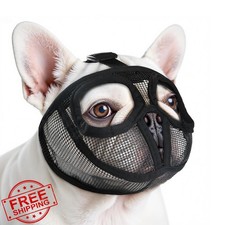 Herrypiggy French Bulldog Muzzle Breathable Mesh Black M