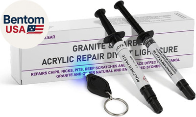 Granite, Marble, Quartz & Acrylic Repair Kit (Clear/Transparent) - Suitable for