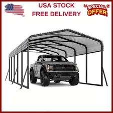 12X24FT Heavy Duty Metal Carport w/Galvanized Roof,All-Weather Cover,Cars/Trucks