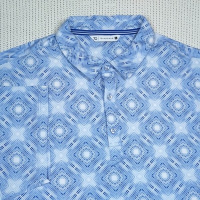 7 Diamonds Polaris Golf Polo Shirt Wicking Anti-Microbial Stretch Mens Sz L Blue