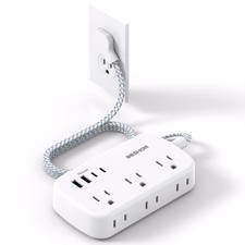 10FT Flat Plug Power Strip USB C Ultra Thin Extension Cord 6 Outlets 4 USB