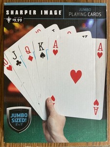 Sharper Image Jumbo Playing Cards 8" x 11" 54 Playing Cards Heavy Duty Complete