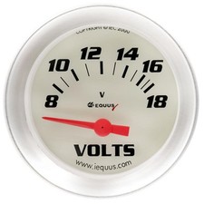 Equus Voltmeter Gauge 8268 8000 Series 8-18 Volts 2 In. Electric White