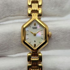 Citizen Ladies Vintage Gold Tone w/ Hexagonal Case MOP Dial Quartz Watch