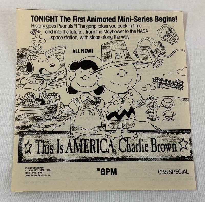 1988 CBS tv ad ~ THIS IS AMERICA CHARLIE BROWN