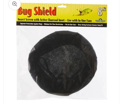 Hydrofarm Bug Shield w/ Active Carbon Inset 8'' - stop mold mildew inline fan