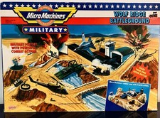Playset militare 1991 vintage Galoob Micro Machines Wolf Ridge campo di battaglia nuovo con scatola