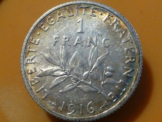 1 FRANC SEMEUSE (ARGENT) 1916 RECHERCHEE & BELLE QUALITE TTB à SUP !