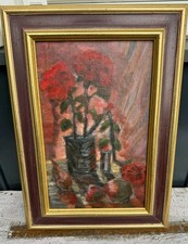 Schönes Ölbild Stillleben Blumen Rosen  Blumenstrauß signiert 