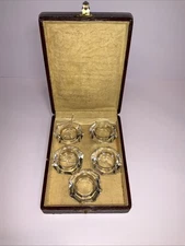 Vintage Crystal Salt Cellars w/ 3 Spoons – Set of 5 in Box