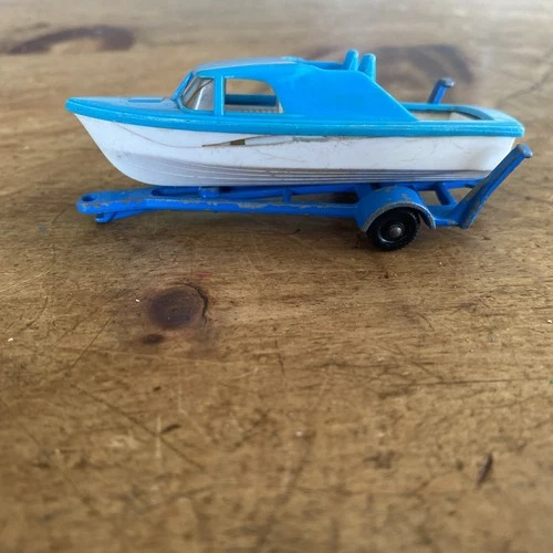 Vintage Matchbox No 9 Boat Trailer & Boat - Made In England By Lesney #c182
