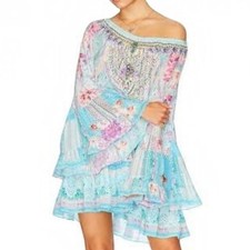 Camilla Garden State Dress Size Small Frill Silk Mini Wedding Event Holidays