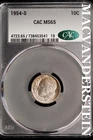 1954-S Roosevelt Dime- Silver- CAC MS-65- Luster #SLM477