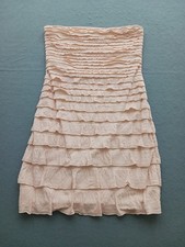Express Women dress Bodycon Mini S Tan Solid Ruffle Casual Party Stylish
