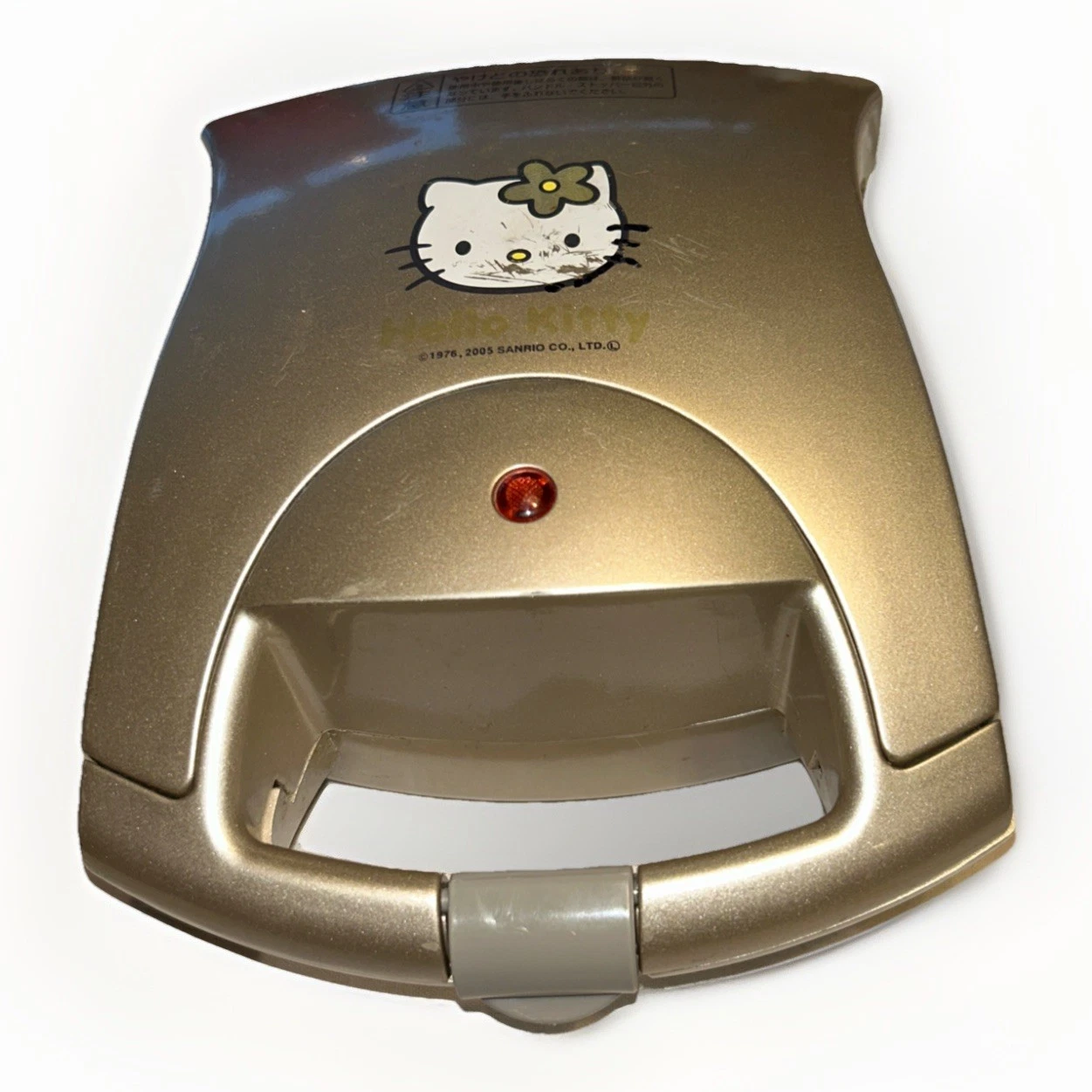 Sanrio Hello Kitty Hot Sandwich Maker H7.8" Gold Twinbird Waffle Cooking Toaster