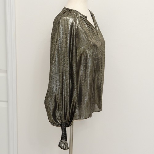 Derek Lam 10 Crosby Sz 0 Silk Blend Gold Metallic Blouse Ruffle Party Formal NYE - Picture 3 of 17