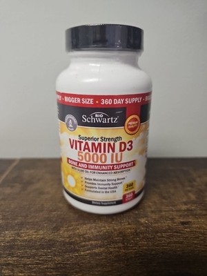 BioSchwartz Vitamin D3 5000 IU (125 Mcg) Immune Support 360 Softgels Exp 11/2026