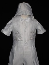 Baby Boy Communion Christening Baptism Outfit Suit sz 0-24M Silver Gold
