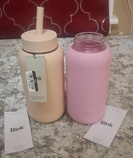 BINK Day Bottle w/ Straw Cap 2-Pack Lot BINK Pink Water Bottle w/o Flip Cap