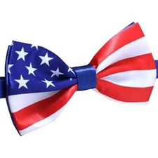 Men's Classic American Flag Bow Tie, Polyester Adjustable Bow Tie Suit Shirt Tie