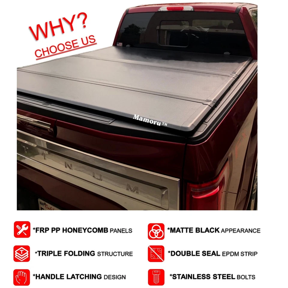 6'1" Hard Tri-Fold Tonneau Cover for 1986-1997 Nissan Pickup & D21 Truck Bed Foto 3 de 4