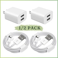 2A USB Power Adapter AC Home Wall Charger US Plug For iPhone 5~14 Charging Cord