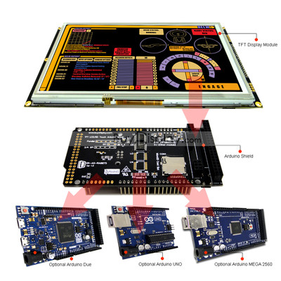 8'' inch TFT LCD Resistive Touch RA8875 Shield for Arduino Due,MEGA 2560 Uno