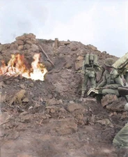 COLOR WW2 WWII Photo World War Two / US Marine Flamethrower  on Iwo Jima  USMC
