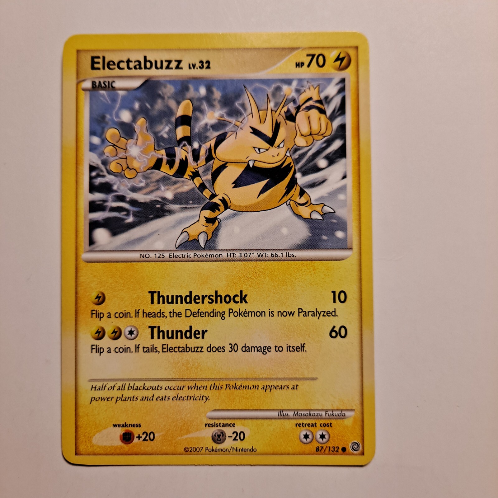 Electabuzz Pokemon Card Lv 32 Hp 70 2007 87/132