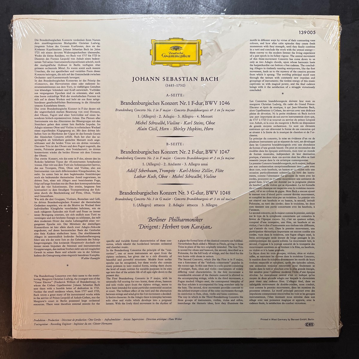 クラシック 2CD Johann Sebastian Bach , Herber Brandenburgische Konzerte = Brandenburg Concertos = UCGG92001 Deutsche Grammophon /00220 Bach, J.S.: Brandenburg Concertos - Album by Johann