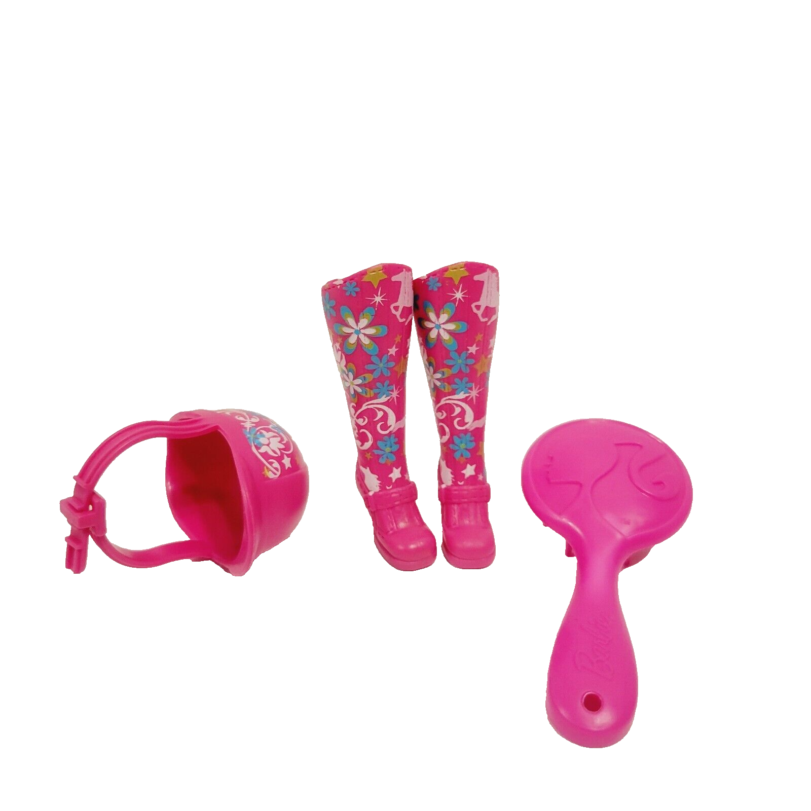Mattel Barbie Rosa Cavallo Pony Stampa Floreale Casco Equitazione Cappello Stivali Giocattolo Ricambi
