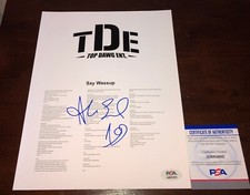 Ab-Soul Say Wassup TDE Signed Autographed Lyric Sheet PSA Kendrick Lamar RARE