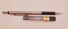 Scripto P350 Japan Ultra Thin Lead Mechanical Pencil Stainless w/ Box of Lead